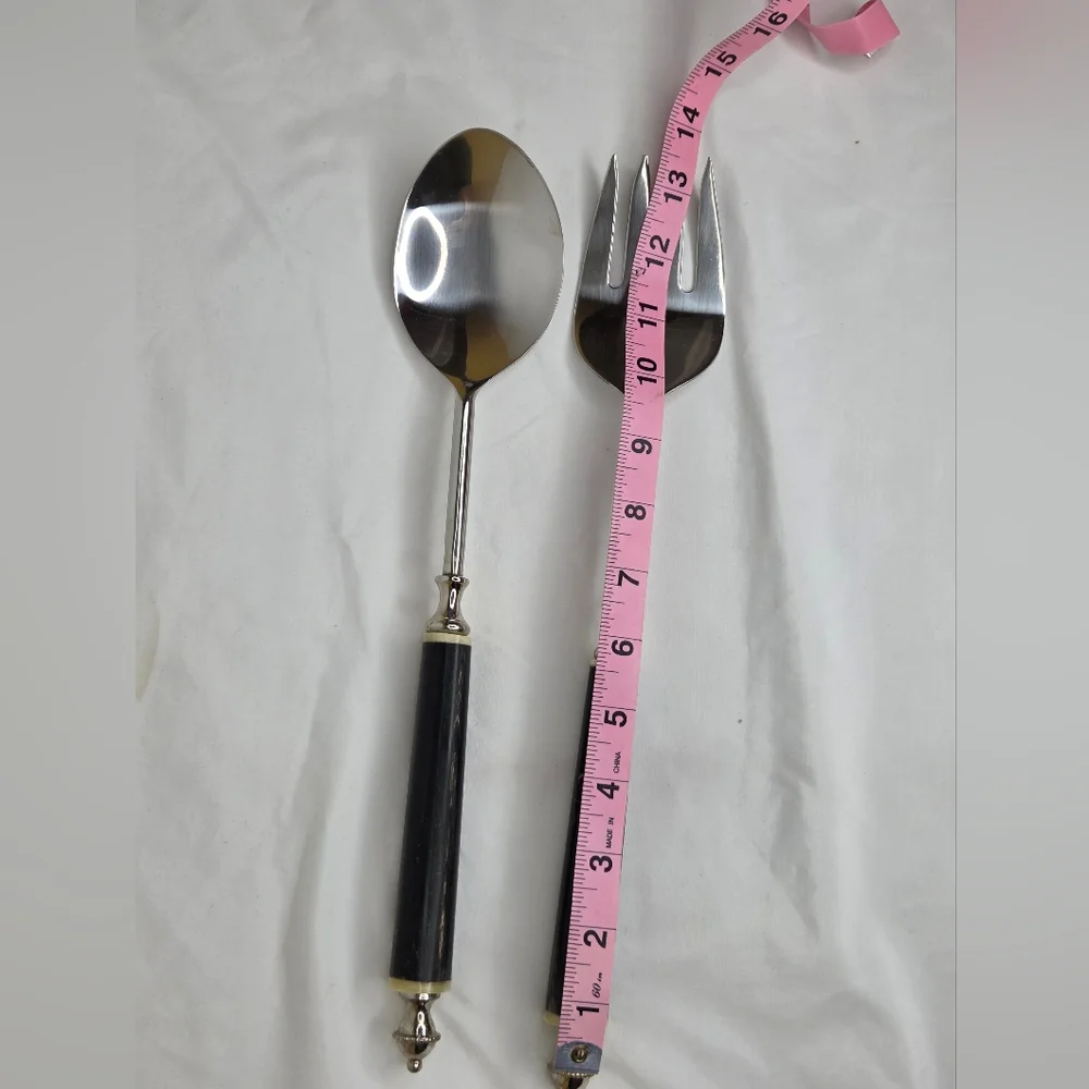 Chic Black and Silver Serving Salad Set Utensils For Everyday